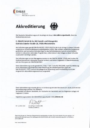 ZOLLER Akkreditierungsurkunde D K 18994 2024