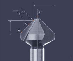 Theoretische Spitze <p>Messprogramm zur Ermittlung der theoretischen Spitze an kegeligen Werkzeugen über mehrere Messpunkte.</p>
